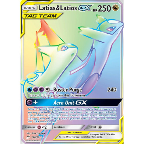 Latias & Latios GX - 190/181 - Rainbow Rare