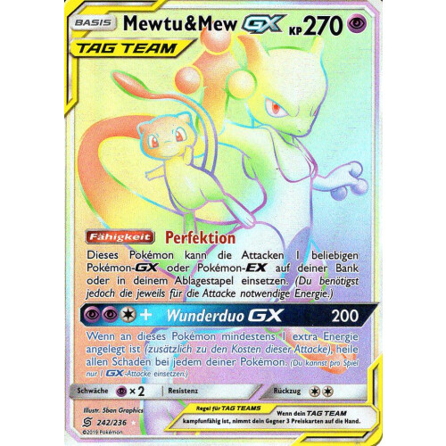 Mewtu & Mew GX - 242/236 - Rainbow Rare