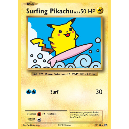 Surfing Pikachu - 111/108 - Rare