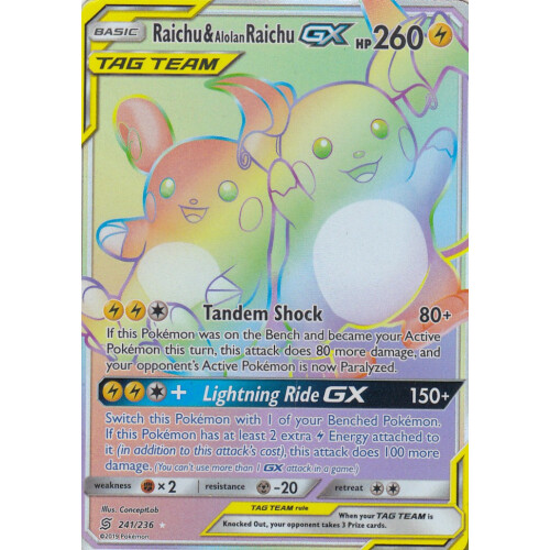 Raichu & Alolan Raichu GX - 241/236 - Secret Rare