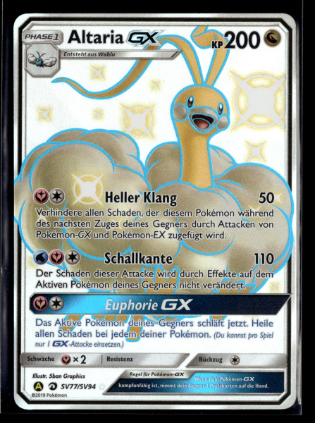 altaria gx pokemon card Pokemon Karten GX Fullart Altaria 68/70 Deutsch – SHPNPokestore main image 1