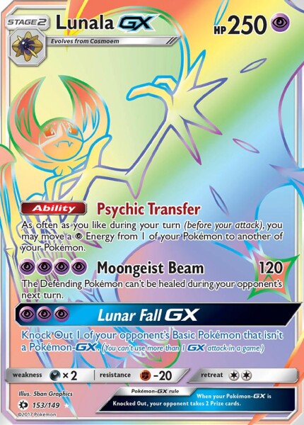 Lunala GX 153/149 Rainbow Rare