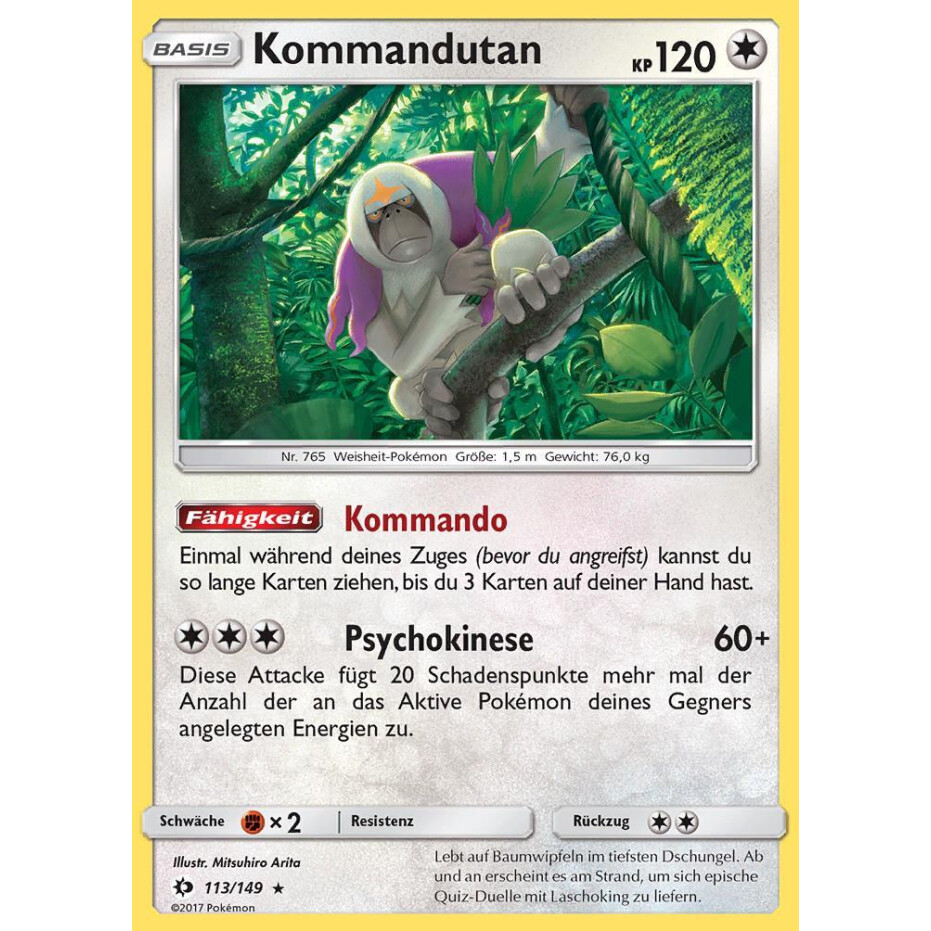 Pokemon Kommandutan Sonne & Mond 113/149 Reverse Holo Rare Deutsch  