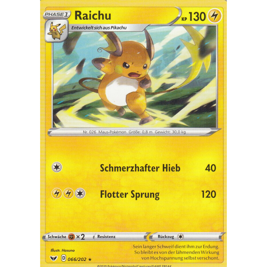 Pokemon Raichu 66/202 Rare Schwert & Schild DE NM 