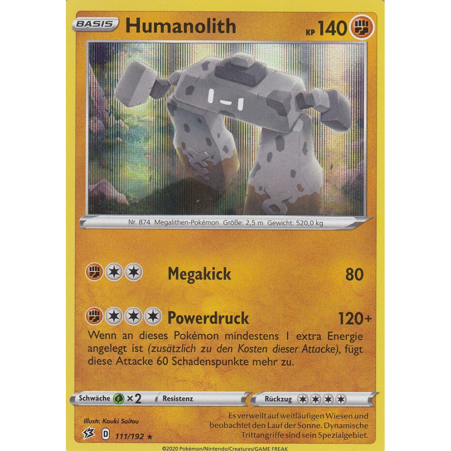DE! Near Mint Pokemon! Humanolith Clash Der Rebellen 111/192 Holo Rare 