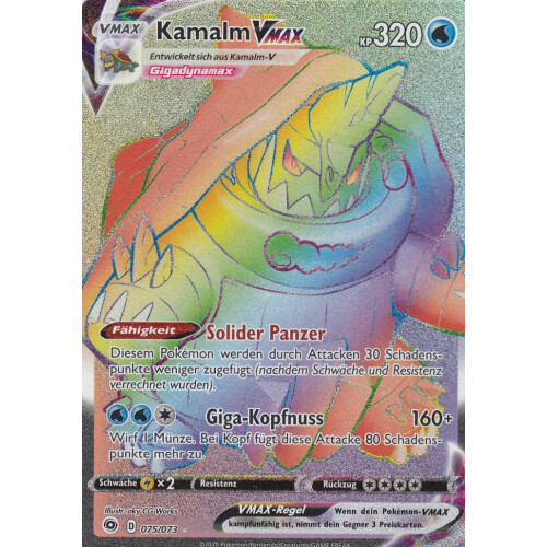Kamalm VMax 075/073 Hyper Pokemon Karte Rainbow HoloNM Deutsch 