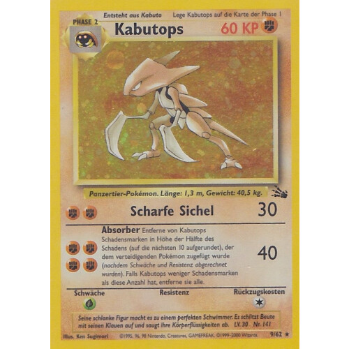 Kabutops - 9/62 - Holo - Excellent