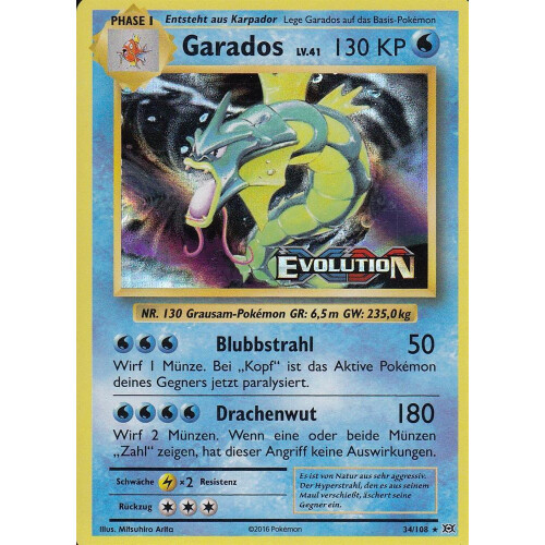 Garados - 34/108 Evolution Prerelease - Promo - Good