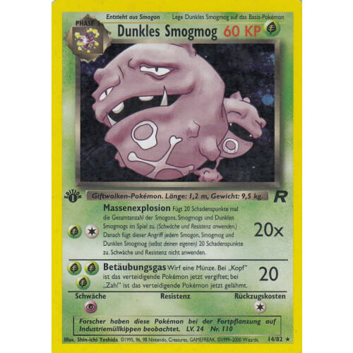 Dunkles Smogmog - 14/82 - Holo 1st Edition - Excellent