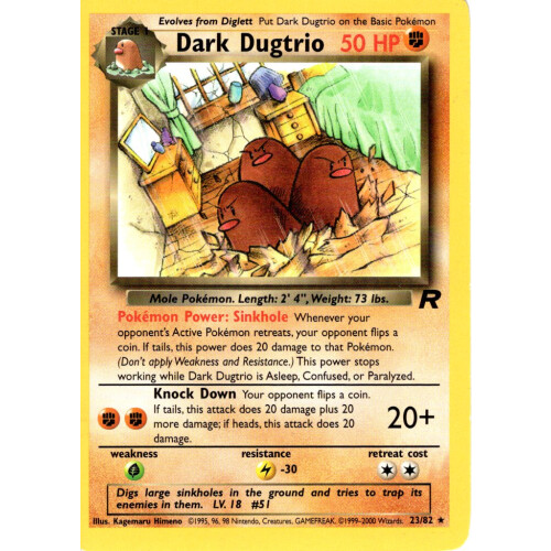 Dark Dugtrio - 23/82 - Rare - Excellent