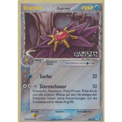 Starmie - 30/113 - Reverse Holo - Played