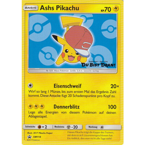 Ashs Pikachu - SM114 - Promo - Excellent