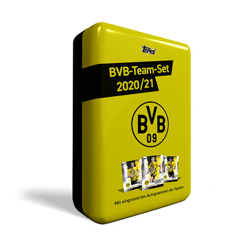 Topps BVB Team Set 2020/21 - Mega-Tin (mit 30 Karten - Moukoko/Bellingham/Haaland/Reus/etc)