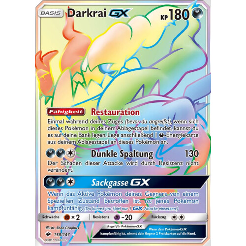 Darkrai GX - 158/147 - Rainbow Rare - Excellent