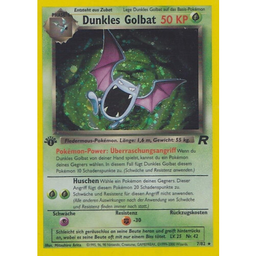 Dunkles Golbat - 7/82 - Holo 1st Edition - Excellent