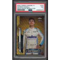 George Russell - RC - 18/50 - #200 - 2020 Topps Chrome F1 - Gold Wave - PSA 7 NM