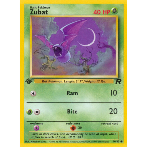 Zubat - 70/82 - Common 1st Edition - Excellent