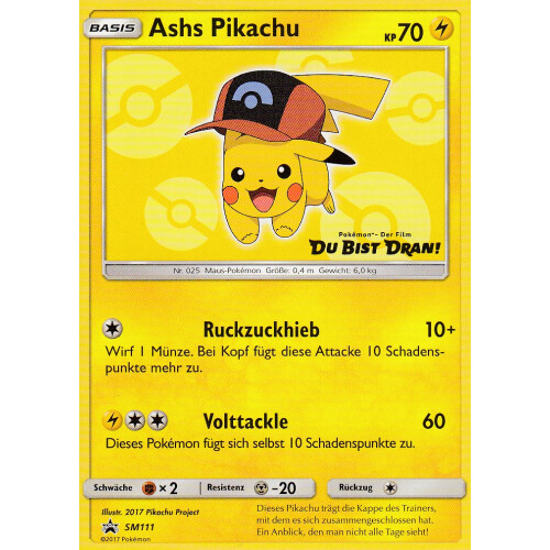 Ashs Pikachu - SM110 - Promo - Excellent