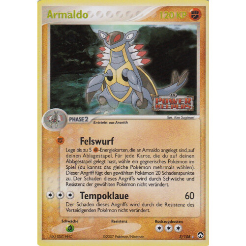 Armaldo - 3/108 - Reverse Holo - Excellent