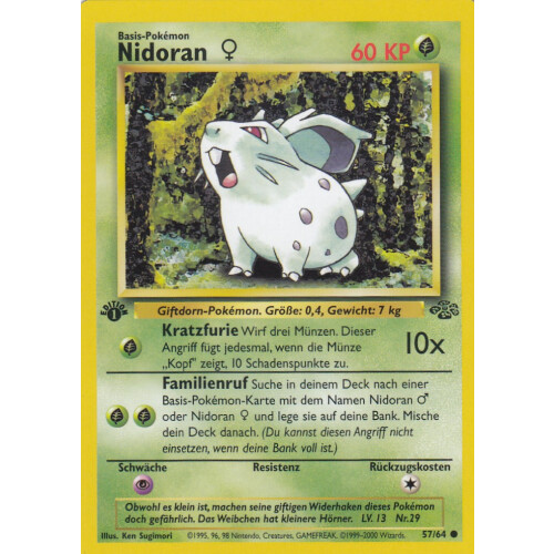 Nidoran W - 57/64 - Common 1st Edition - Excellent