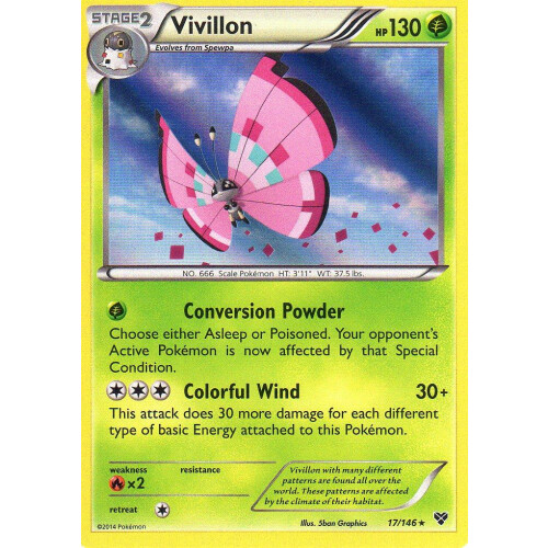 Vivillon - 17/146 - Holo - Pink - Excellent