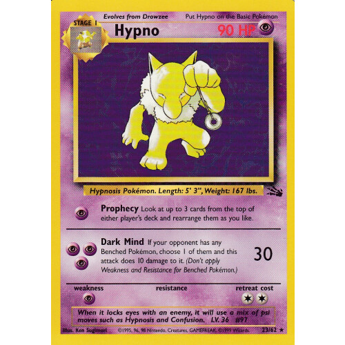 Hypno - 23/62 - Rare - Excellent