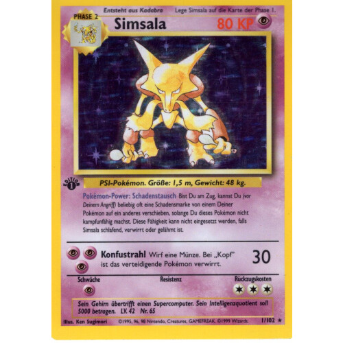 Simsala - 1/102 - Holo 1st Edition