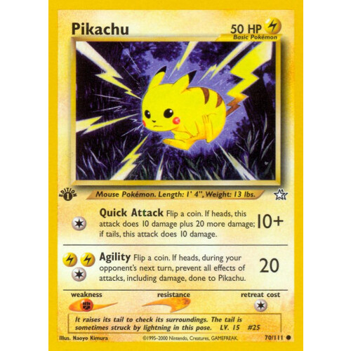 Pikachu - 70/111 - Common 1st Edition - Excellent