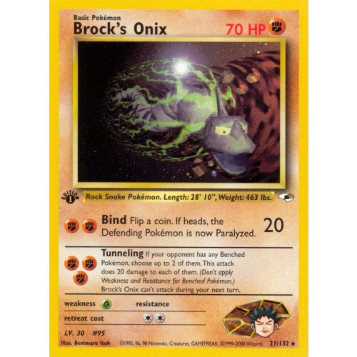Brocks Onix - 21/132 - Rare 1st Edition - Excellent