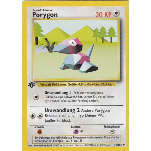 Porygon - 39/102 - Uncommon 1st Edition