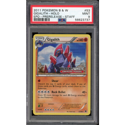 Gigalith - 53/98 Emerging Powers Prerelease STAFF Promo  - PSA 9 Holo