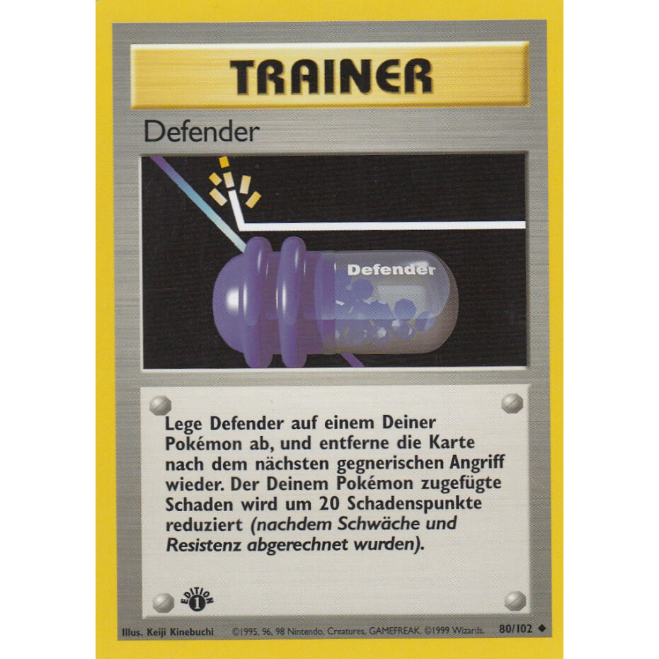 Deutsch Defender 80/102 Trainer Pokémon Karte Basis Base Set Near-Mint