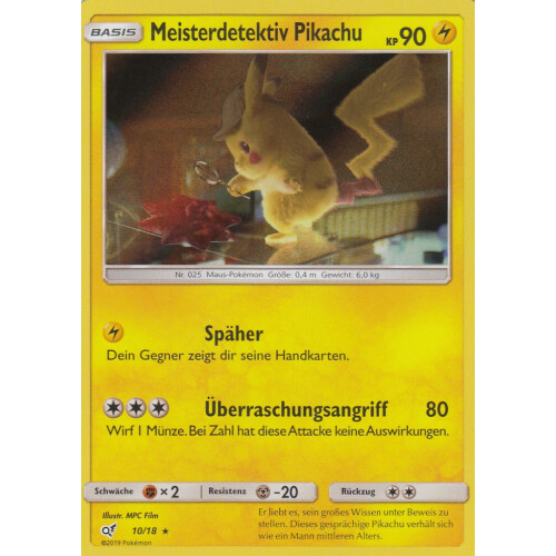 Meisterdetektiv Pikachu - 10/18 Holo Rare - Excellent