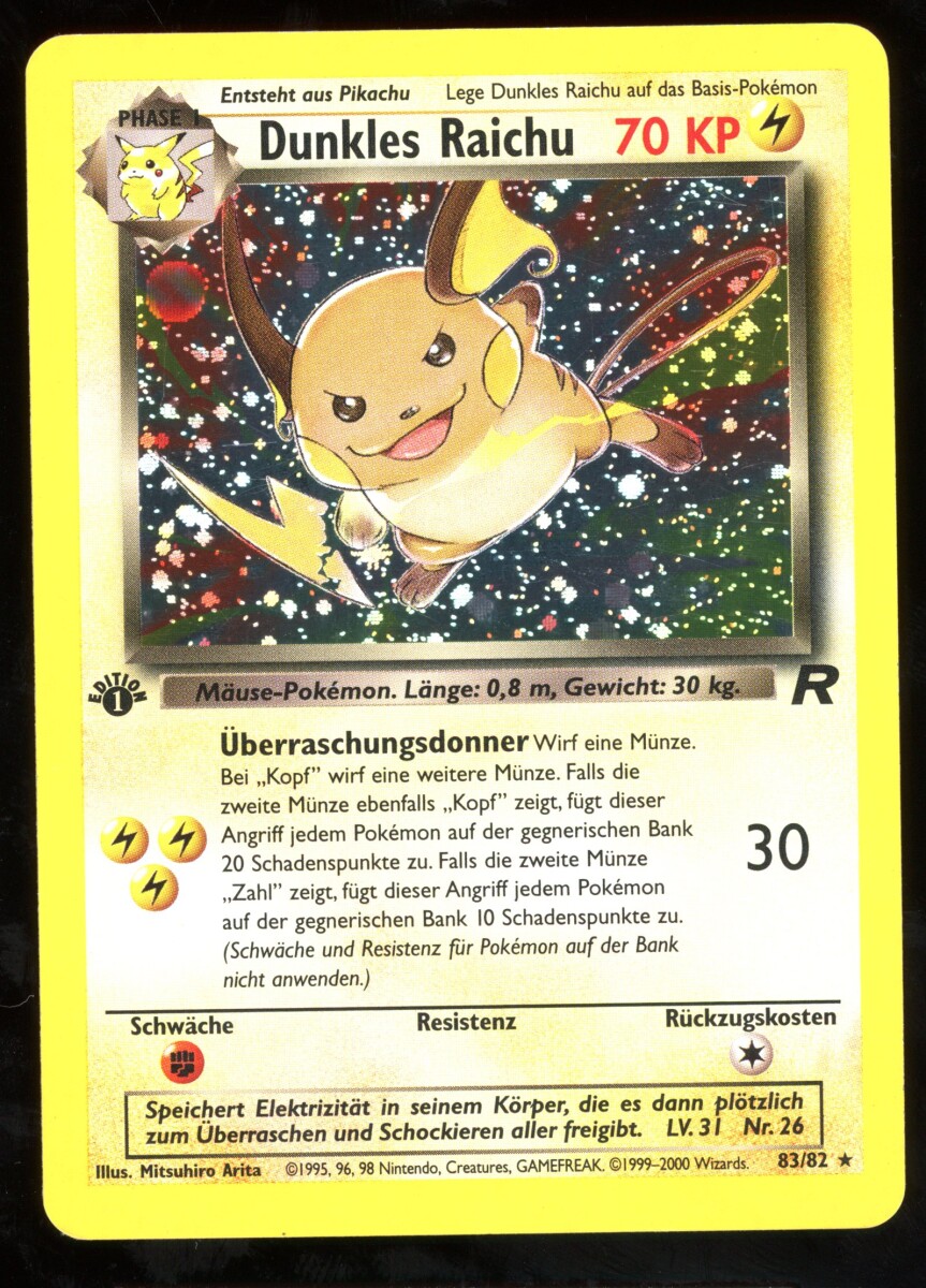 Dunkles Raichu - 83/82 - Holo 1st Edition - Excellent