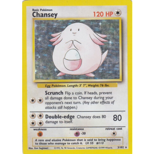 Chansey - 3/102 - Holo - Played