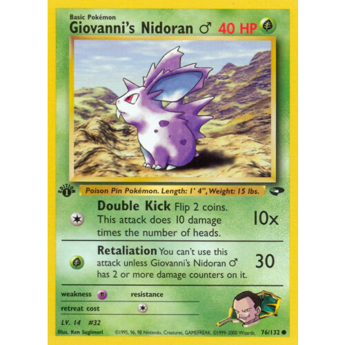 Giovannis Nidoran M - 76/132 - Common 1st Edition - Excellent