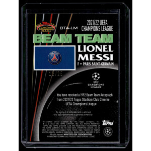 Lionel Messi 2021/22 Topps Stadium Club Chrome Beam Team Auto 12/25 #BTA-LM