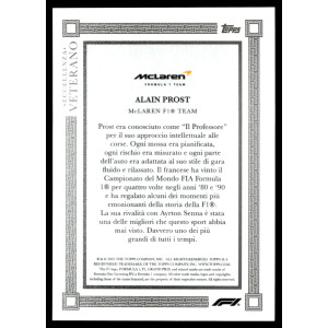 Alain Prost 2023 Topps F1 Eccellenza Base Portrait Veterano McLaren