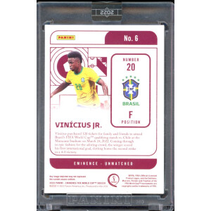 Vinicius Jr. 2022 Panini Eminence Unmatched Gold Bar 14k 2/3 #6 Brazil