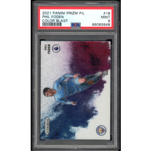 Phil Foden 2021/22 Panini Prizm Premier League Color Blast #18 PSA 9 Mint