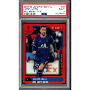 Lionel Messi 2021/22 Topps Merlin Chrome Red Refractor #30 1/10 PSA 9 Mint