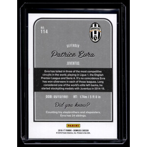 Patrice Evra 2016/17 Panini Donruss #114 Silver Mosaic Juventus Turin