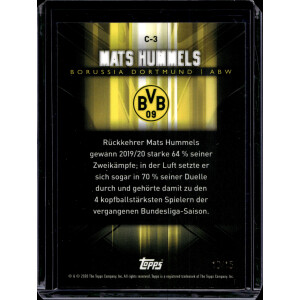 Mats Hummels 2020 Topps BVB Chrome Black 10/15 #C-3