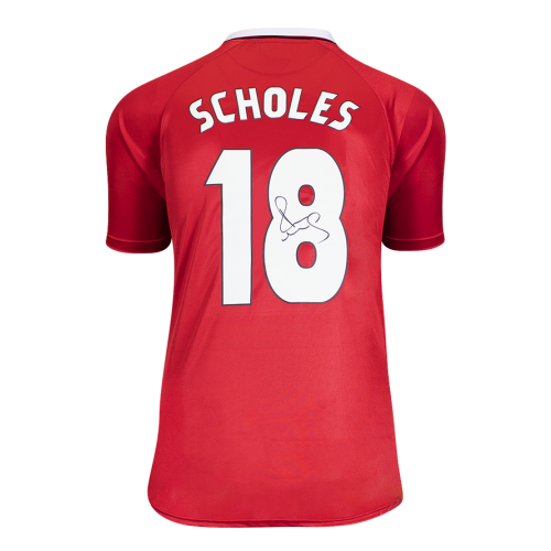Paul Scholes Back Signed 1999 Manchester United Home Shirt: UCL Edition