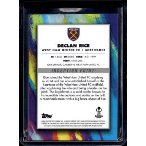 Declan Rice 2021/22 Topps Inception Star Quality Green 18/99