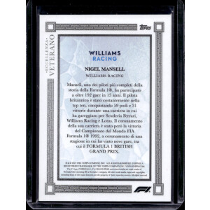 Nigel Mansell 2023 Topps F1 Eccellenza Veterano /75 Williams Racing