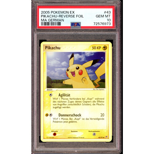 Pikachu - Reverse Holo - #43 Ex Team Magma vs Aqua - Deutsch - PSA 10 GEM MT