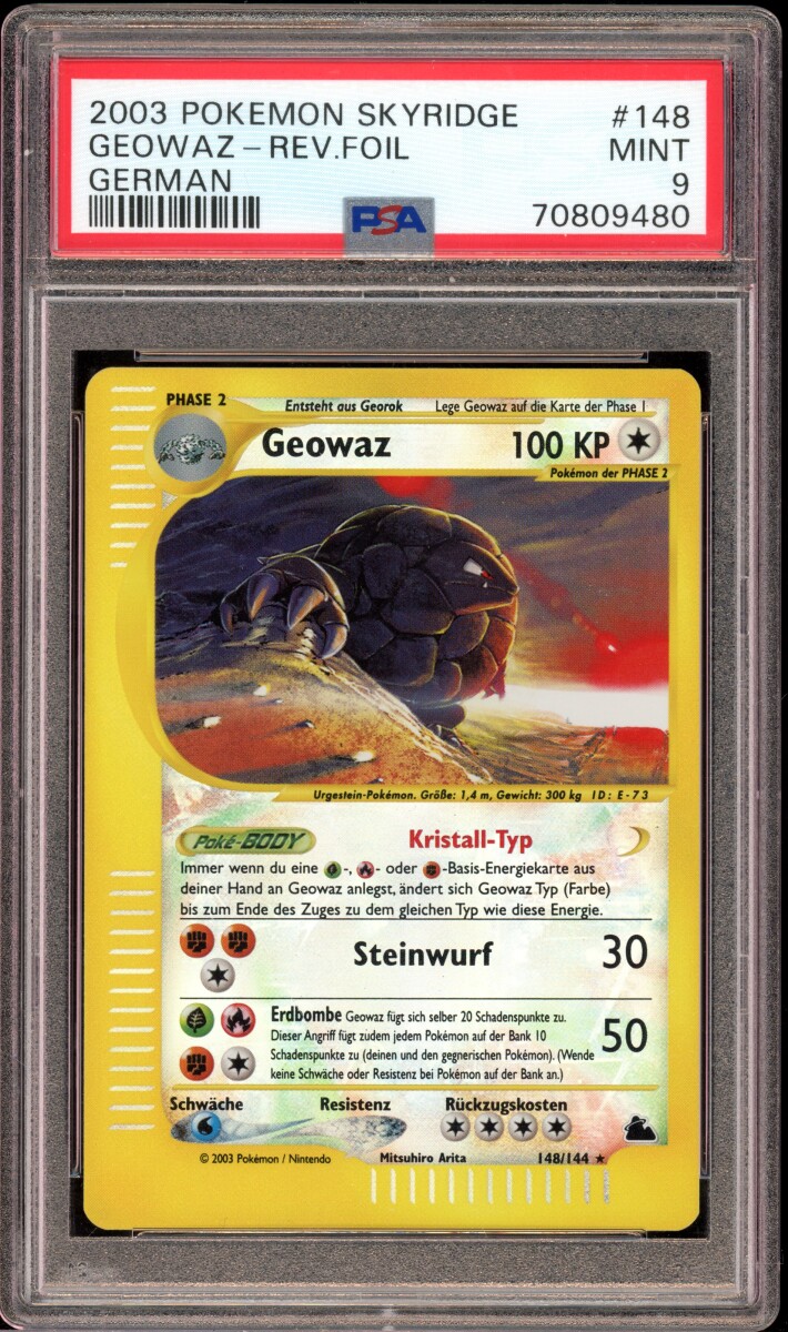 Geowaz Crystal - Reverse Holo - #148 Skyridge - Deutsch - PSA 9 MT