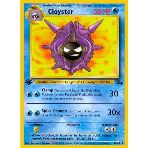 Cloyster - 32/62 - Uncommon 1st Edition