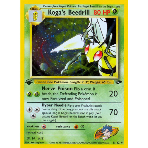 Kogas Beedrill - 9/132 - Holo 1st Edition